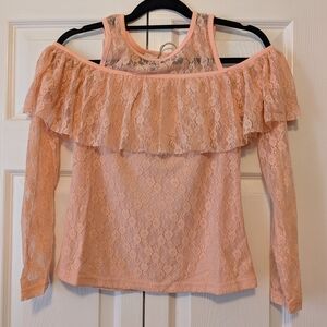 Easel Pink Lace Off-Shoulder Blouse